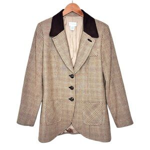Soft Surroundings Middleburg Glen Plaid Equestrian Blazer Elbow Patches Medium